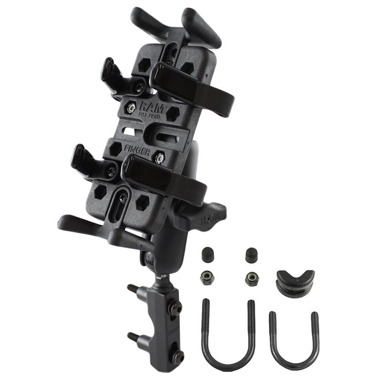 RAM Motorcycle Handlebar Mount w/ Rugged Finger-Grip Cradle RAM-B-174-UN4U-0