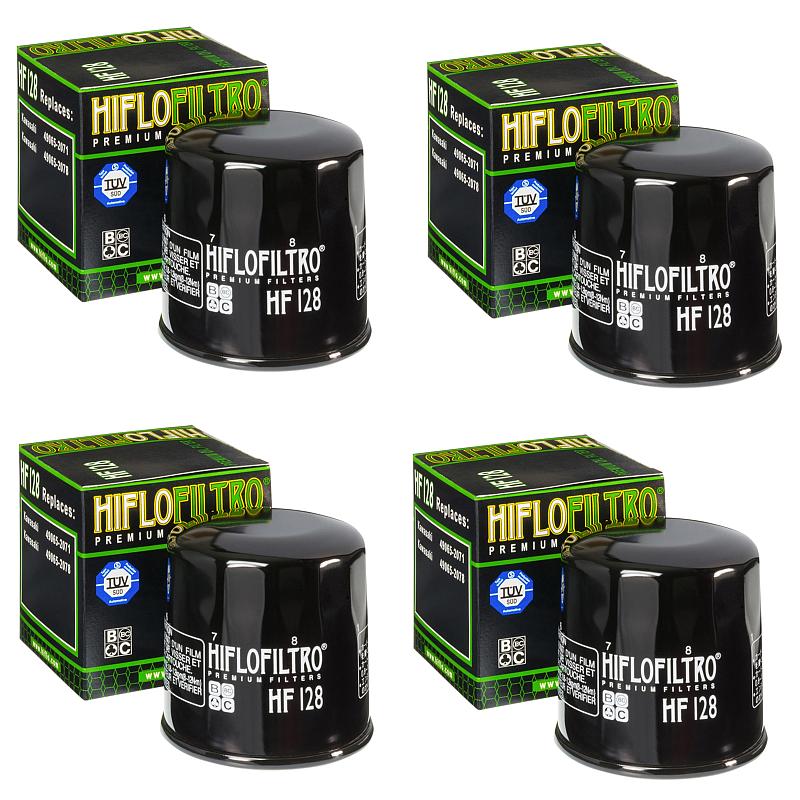 Hiflofiltro HF128 Oil Filter 4 Pack Kawasaki KAF400 KAF620 KAF950 Mule 4x4-0