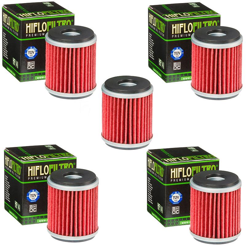 Hiflofiltro HF141 Oil Filter 5 Pack Yamaha YFM250R Raptor 08-09 YFZ450 04-09 - HF141
