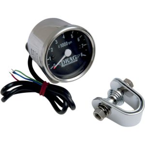 Drag Specialties Chrome/Black 2.4" Mini Electronic 8000 RPM Tachometer 2211-0057-0