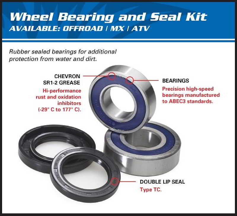 All Balls Wheel Bearing and Seal Kit Front Honda 25-1003-128176