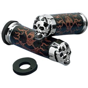 Drag Specialties Skull Grips With Plain Eyes for Harley Davidson DS-243255-0