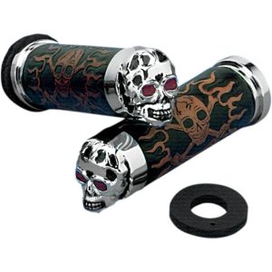 Drag Specialties Skull Grips With Red Eyes for Harley Davidson DS-243256-0