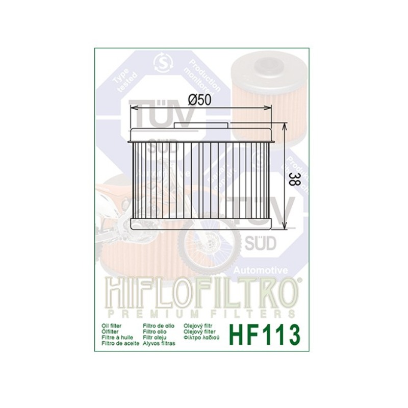 Hiflofiltro HF113 Oil Filter 5 Pack Honda ATC250 TRX250 TRX300 TRX400 TRX450 500-164844
