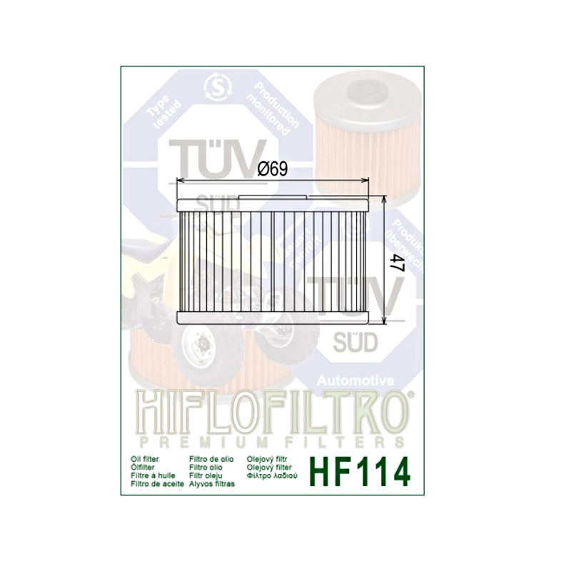 Hiflofiltro HF114 Oil Filter 5 Pack Honda TRX420 TRX500 SXS100 M3 M5p Pioneer-164925