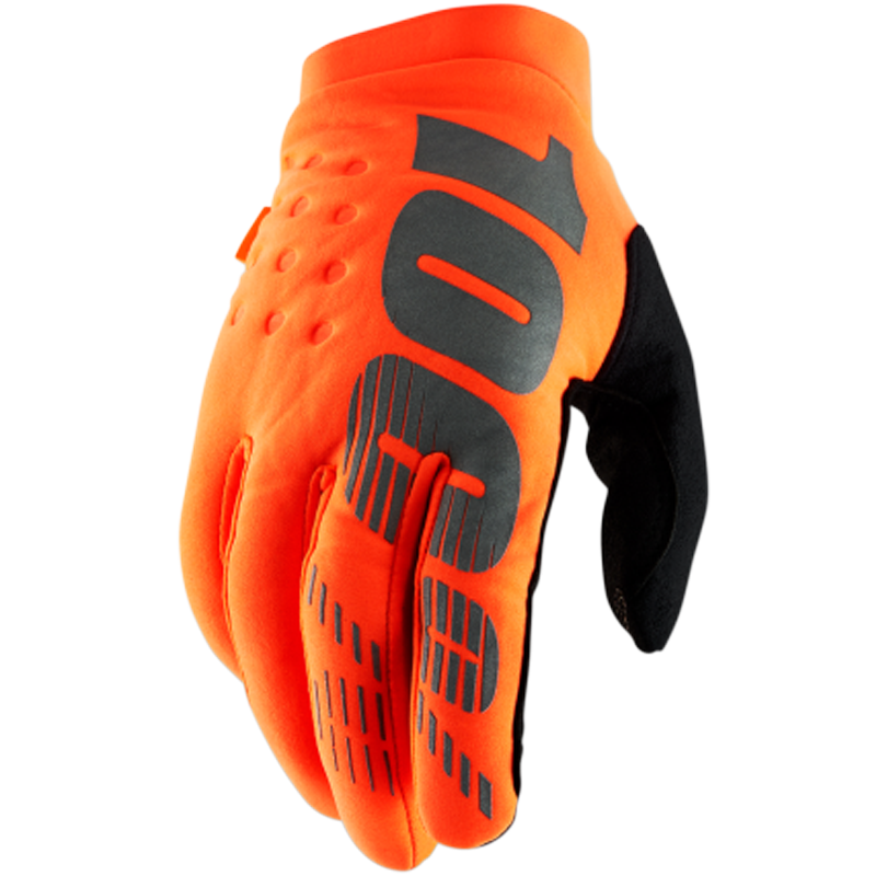 100% Brisker Cold Weather Youth Gloves Fluorescent Orange/Black