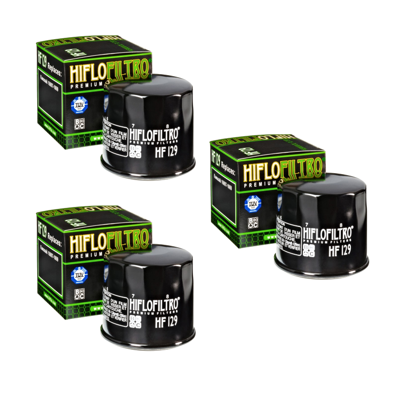 Hiflofiltro HF129 Oil Filter 3 Pack Kawasaki KAF800 Mule Pro KAF950 Mule Diesel - HF129