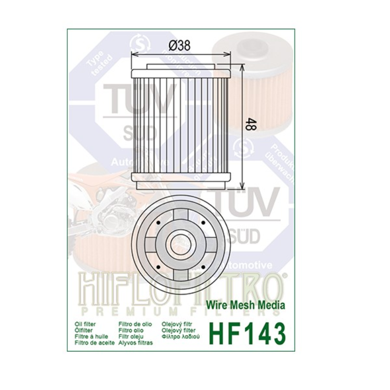 Hiflofiltro HF143 Oil Filter 5 Pack Yamaha YFB250 YFM200 YFM225 YFM25 YTM200 225-173731