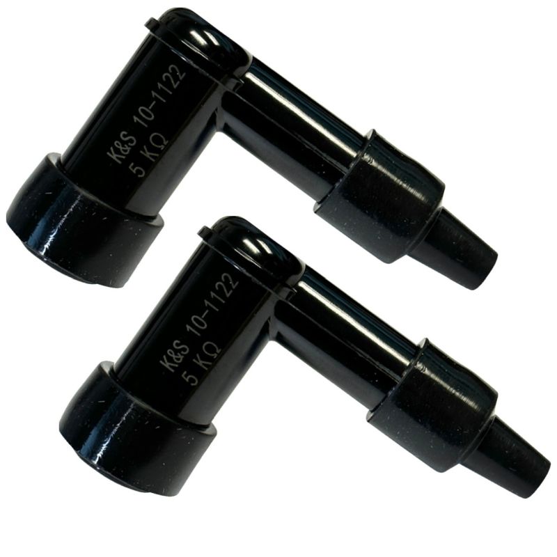 2 K&S Spark Plug Boot Cap Cover Resistor LB05F 90 Degree ATV Motorcycle Snow-0