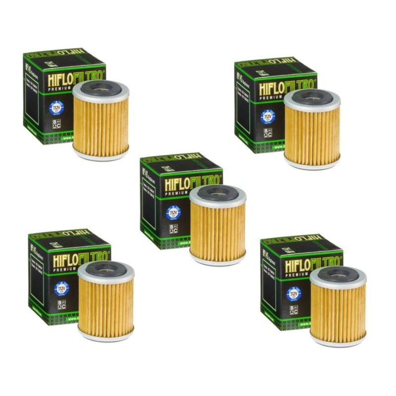 Hiflofiltro HF142 Oil Filter 5 Pack Yamaha WR250F 400F WR426F YZ250F 400F YZ426F - HF142