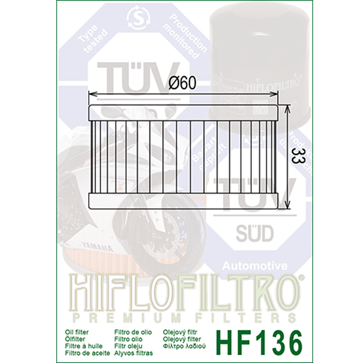 Hiflofiltro HF136 Oil Filter 5 Pack Suzuki DR 350 R, DR 250, DR 250 SE-195738