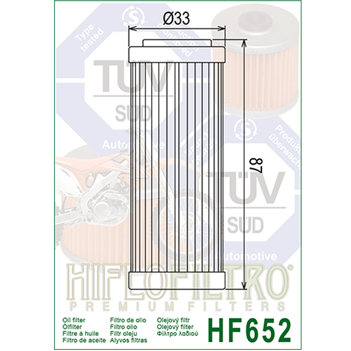 Hiflofiltro HF652 Oil Filter 3 Pack KTM 500 EXC-F, 250 XC-F, 450 XC-W-195798