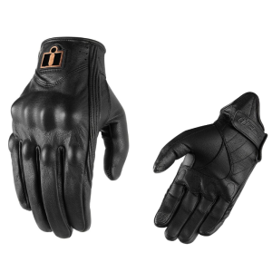 2024 Icon Pursuit Classic Leather Street Motorcycle Black Gloves Pick Size-0
