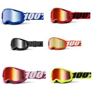 2024 100% Strata 2 Mirror Lens Youth/Kids MX Motocross Offroad Goggles-0