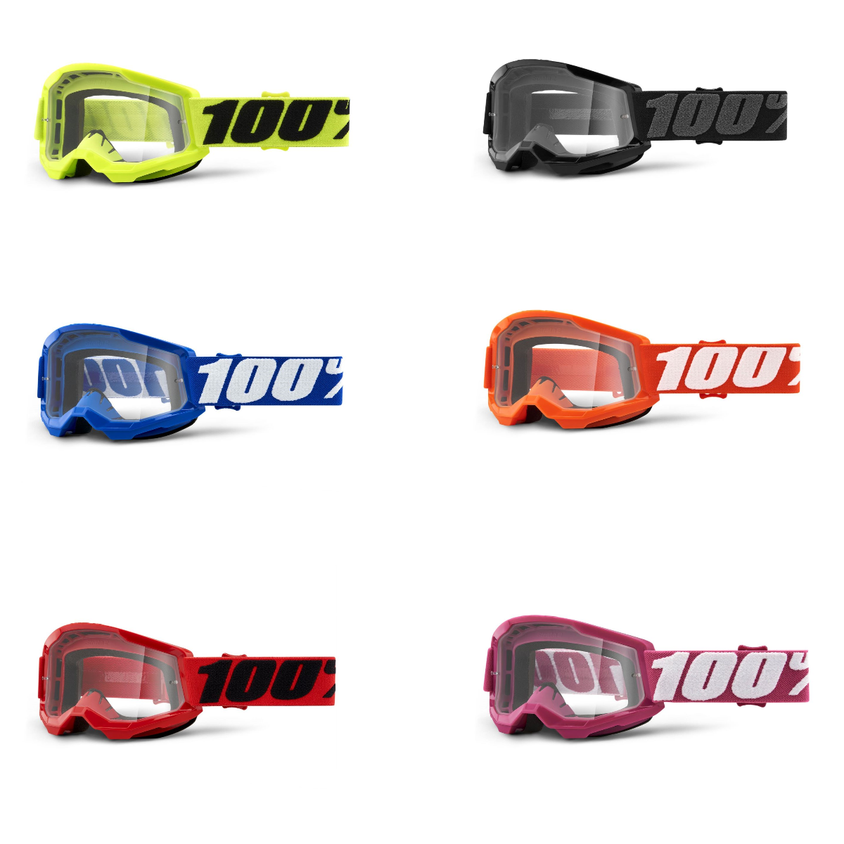 100% Strata 2 Youth/Kids MX Motocross Offroad Clear Lens Goggles-0