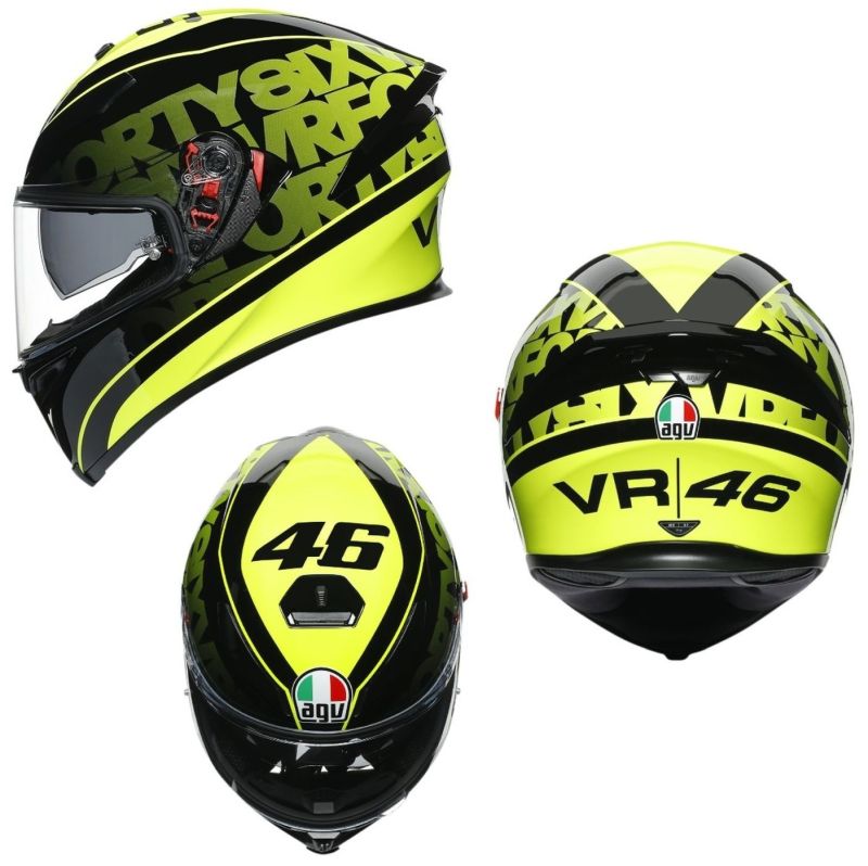 AGV K5 S Fast 46 Full Face Street Motorcycle Black/Yellow Helmet - Pick Size-0