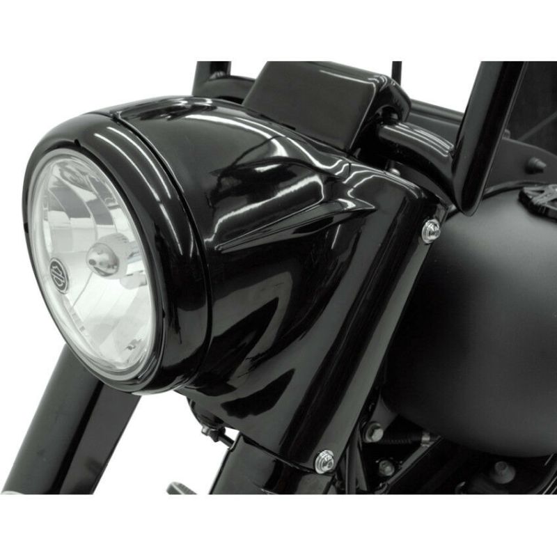 Drag Specialties Black Headlight Nacelle Kit 7 in Light Harley Softail 1986-2017-0