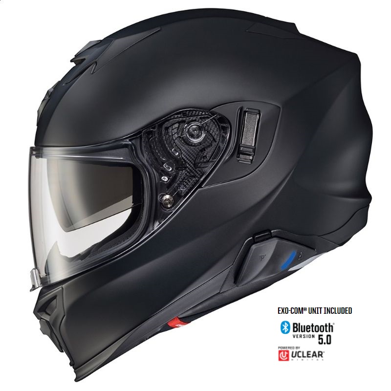 2024 Scorpion EXO-T520 Solid w/ EXO-COM KIT Street Motorcycle Full Face Helmet -0