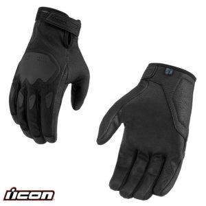 2024 Icon Women Hooligan CE Street Motorcycle Black Gloves - Pick Size -0