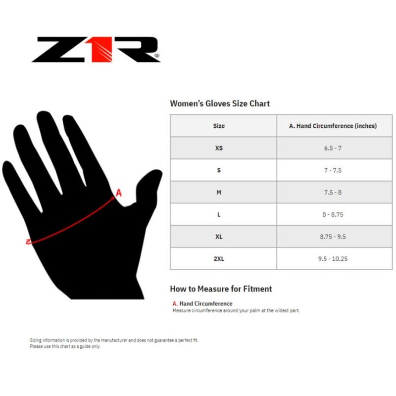 2024 Z1R Women Reflective Street Motorcycle Black Gloves - Pick Size -243617