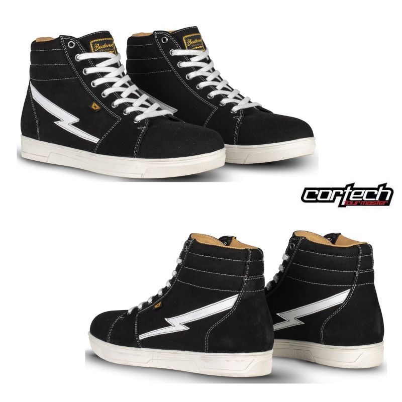 2024 cortech The Slayer Canvas Men Street Motorcycle Black Shoes Pick Size-0