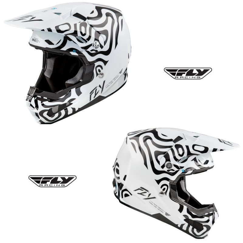 Fly Racing Formula S Carbon Abyss Men Motocross Offroad White/ Black Helmet-0