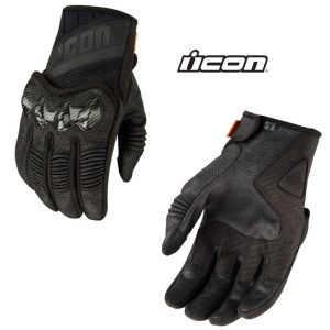 2025 Icon Contra3 Men's Street Motorcycle Black Gloves - Pick Size -0