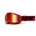 2021 100% Strata 2 Mirror Lens Youth/Kids MX Motocross Offroad Goggles-Red-Red Mirror