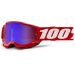2021 100% Accuri 2 Mirror Lens Youth/Kids MX Motocross Offroad Goggles-Red-Red/Blue Mirror