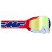 2022 FMF PowerBomb Rocket Mirror Lens Motocross ATV Offroad Goggles - Pick Color-US of A - White/blue/Red-True Gold Mirror
