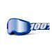 2021 100% Strata 2 Mirror Lens MX Motocross Offroad Goggles-Blue-Blue Mirror
