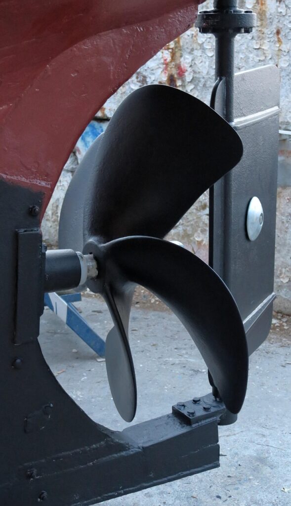 propeller, black, rudder, boat