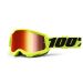 2021 100% Strata 2 Mirror Lens MX Motocross Offroad Goggles-Yellow-Red Mirror