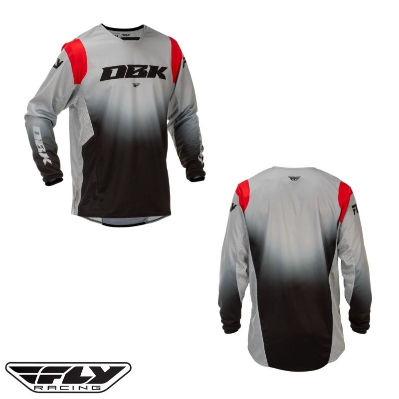 Fly Racing Kinetic DBK Adult Motocross Offroad Jersey Grey/Black/Red - Pick Size -0