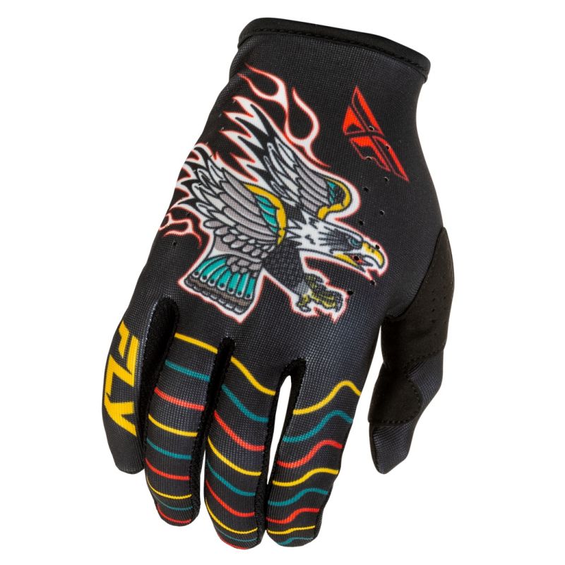 Fly Racing Lite Americana Motocross Offroad Black/Red/Gold Gloves - Pick Size-282270
