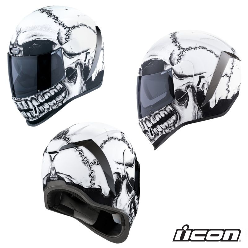 Icon Airform Crestfallen Full Face Street Motorcycle White Helmet -Pick Size-0