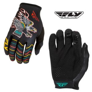 Fly Racing Lite Americana Motocross Offroad Black/Red/Gold Gloves - Pick Size-0