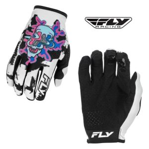 Fly Racing Lite Warp Youth Motocross Offroad White/Blue/Pink Gloves - Pick Size-0