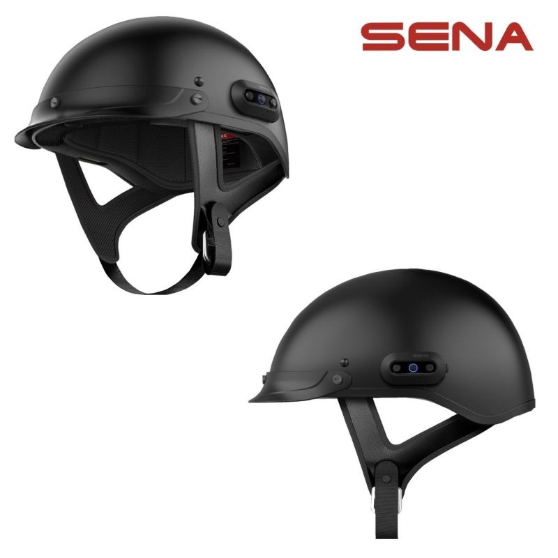 Sena Cavalry 2 Half Face Street Motorcycle Matte Black Helmet - Pick Size-0