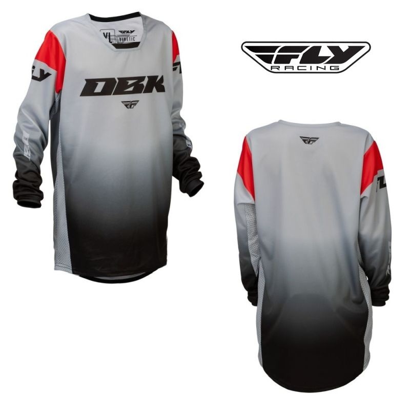 Fly Racing Kinetic DBK Youth Motocross Offroad Grey/Black/Red Jersey - Pick Size-0